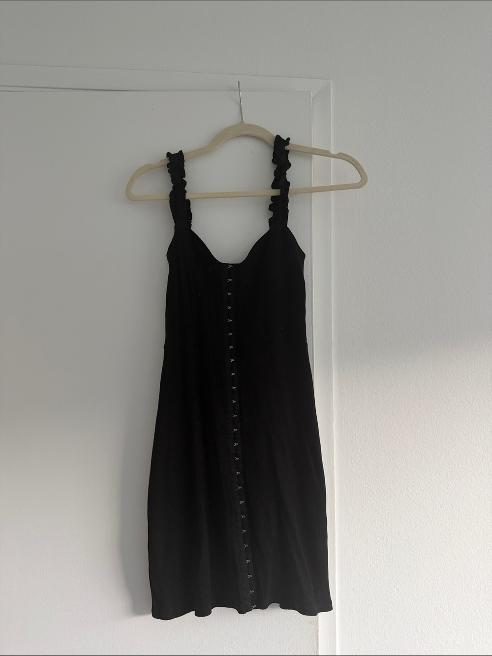 Reformation Black Button-Front Mini Dress